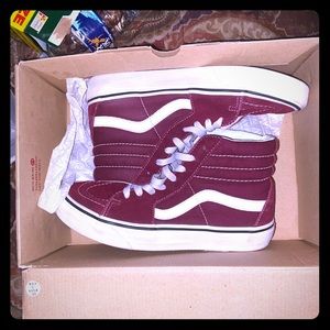 Vans sk8 hi burgundy size 6.5 y